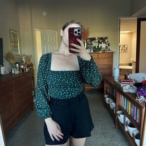 Green Polka Dot Women's Abercrombie & Fitch Top